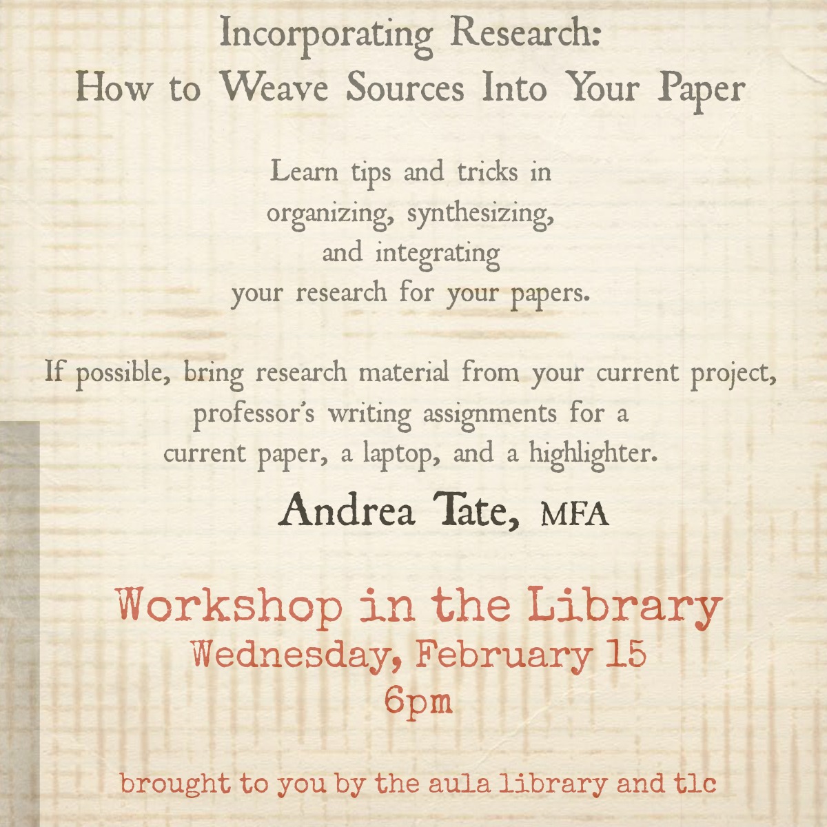 Source workshop flyer