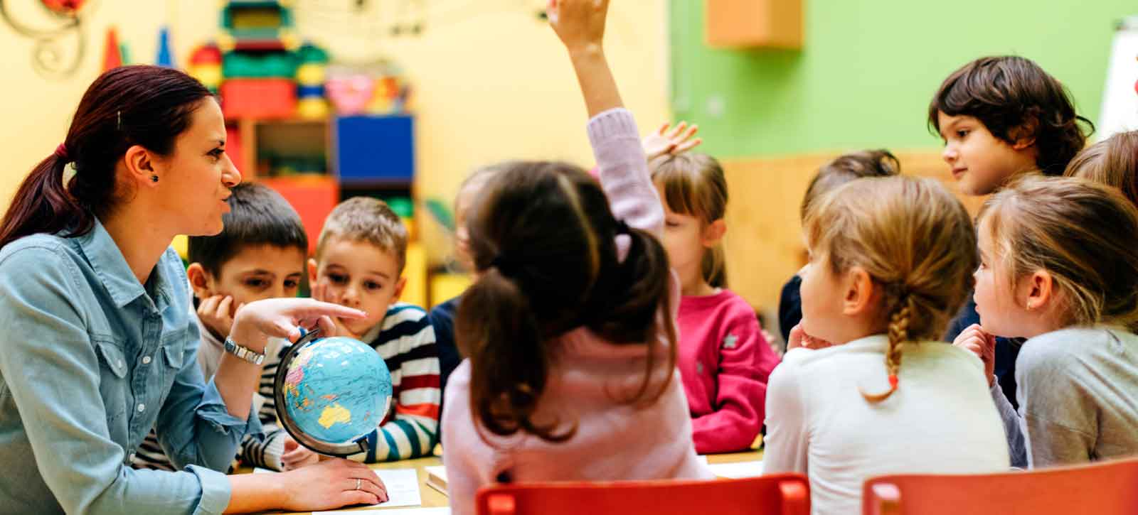 Classroom full of children and the teacher