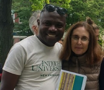 Aperr-Naadzenga-SSJCoordinator2 › Antioch University Aperr Naadzenga, AU New England SSJ Coordinator with Professor Abrash Walton at Central Square, Keene, NH