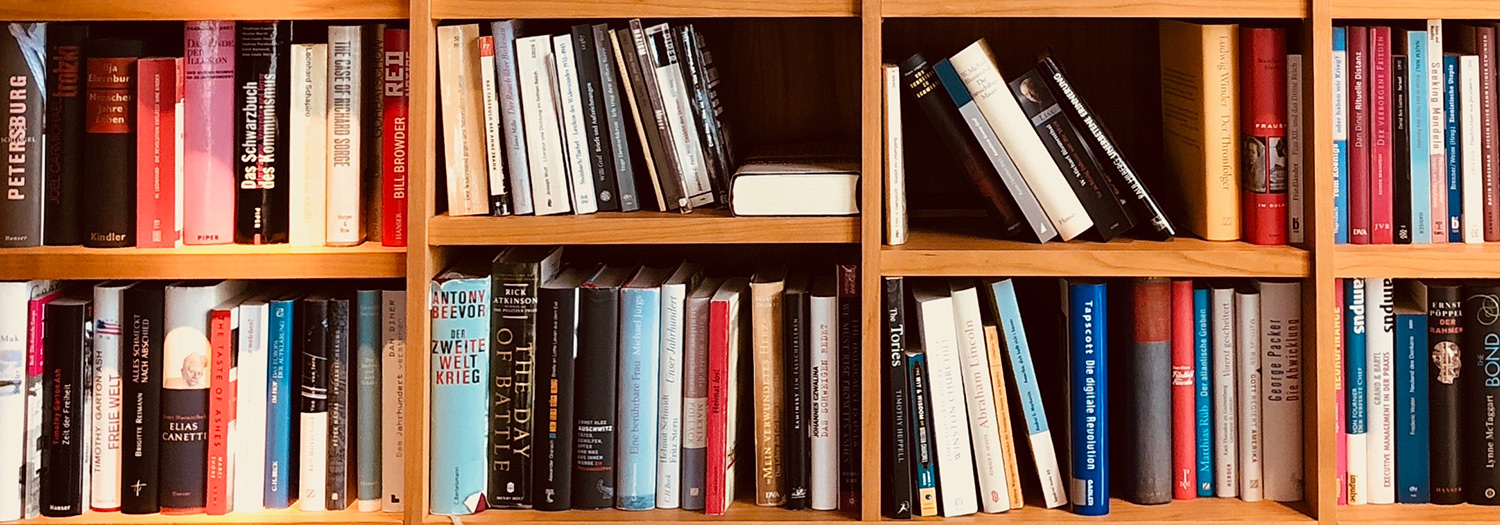 MFACreativeWriting-Header › Antioch University Books on a bookshelf