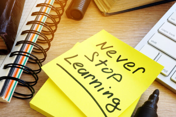 Note that says Never Stop Learning