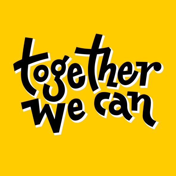 Together we can. Hand draw motivational quote typography vector. Inspiration for development, positive thinking, encouraging to people and yourself.