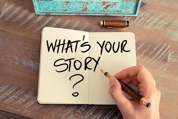 Question What Is Your Story ? › Antioch University Notebook with What's Your Story? written in it