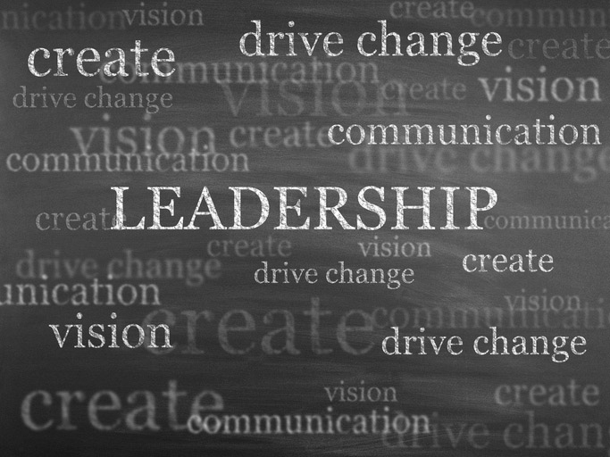 Leadership word cloud- leadership, create, drive change, vision, communication