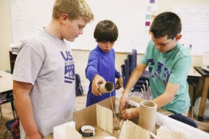 Students working on a STEAM project