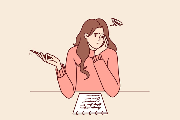 Illustration of person trying and struggling to write.