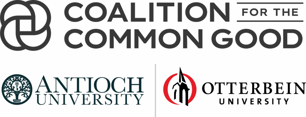 Coalition for the common good logo with Antioch University and Otterbein University