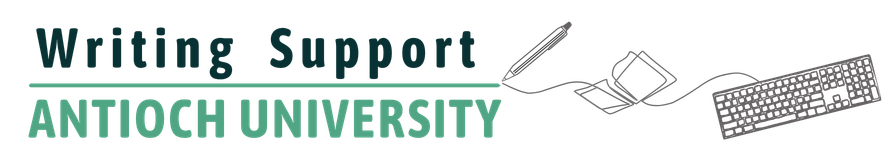 Writing Support Brand Board | Antioch University AU writing support logo, green, pen, Antioch University logo, Writing, Support
