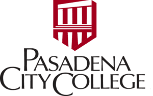 image | Antioch University Pasadena City College logo: a red shield emblem above the serif text 'Pasadena City College' in dark maroon.