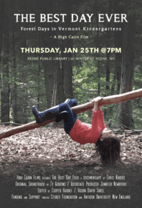 image Antioch University Poster for The Best Day Ever with a child on a log in a forest event Thursday Jan 25 at 7 PM at Keene Public Library 40 Winter St Keene NH
